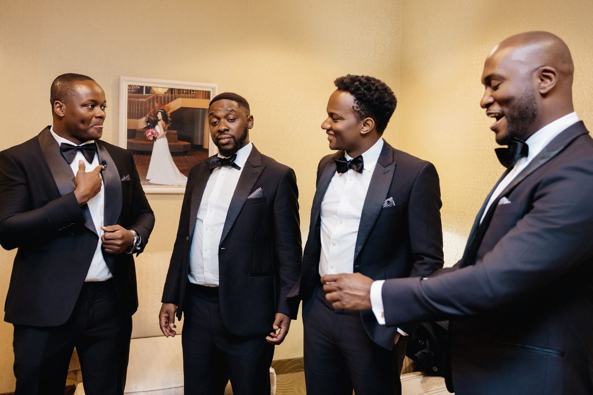Four of the crew mid-conversation